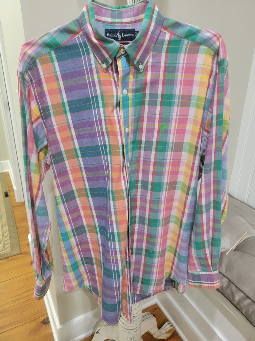 Men's Ralph Lauren Classic Fit Shirt Medium Long Sleeve Colorful Plaid Button Up